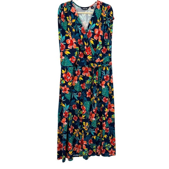Lands' End Floral Dress - Blue and Red - Picture 1 of 13